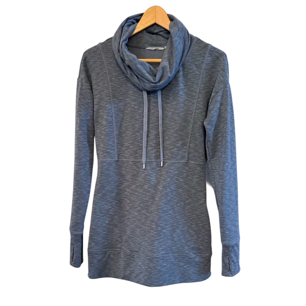 Wmns Gray Athleta Cowl Neck Tunic Sweatshirt Pockets Size XS Yoga Sporty Comfy